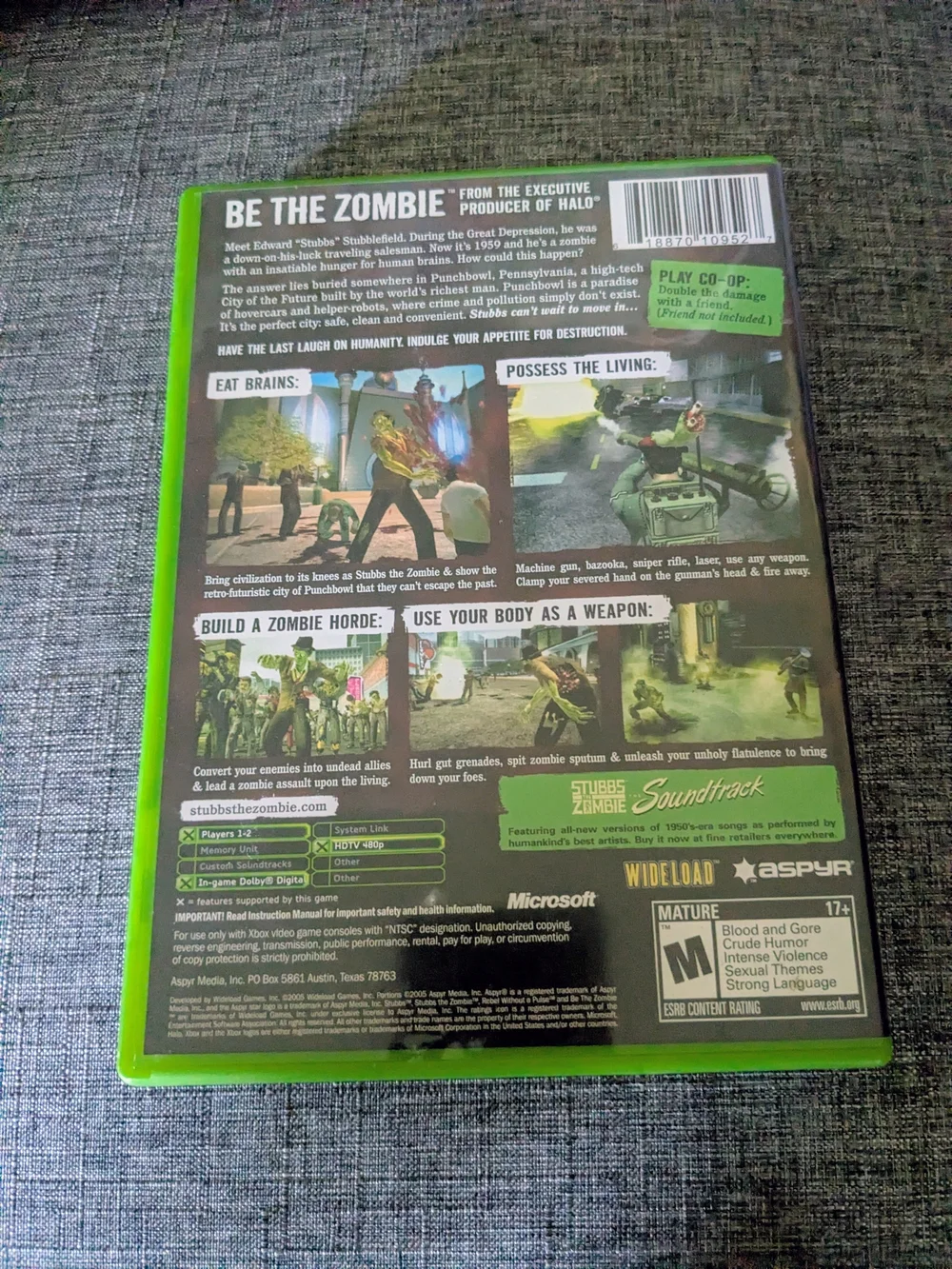 Stubbs the Zombie: Rebel Without a Pulse - Xbox Green Case